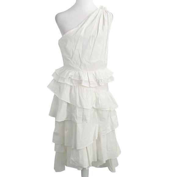 Anthropologie Dresses & Skirts - Anthropologie Midi Dress Women White Shoulder Tiered Cotton Size 6